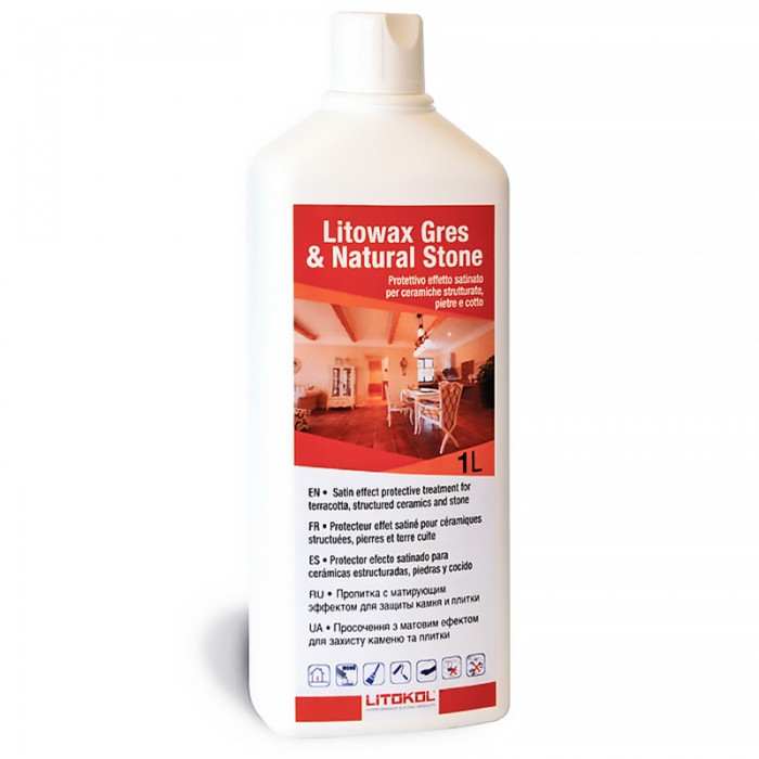 Προστατευτικό σατινέ φινίρισμα για δομικά κεραμικά, πέτρες και τερακότα Litowax Gres & Natural Stone 1L