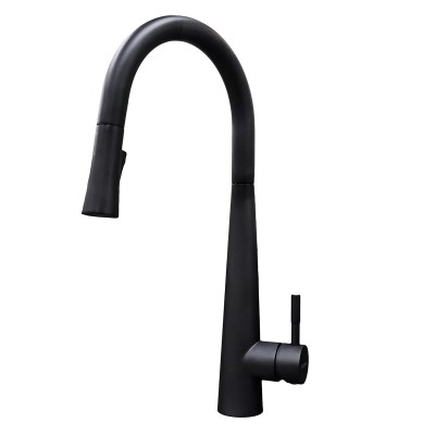 Μπαταρία Κουζίνας Artemis Longevita  308 με ντουζ σε χρώμα Μαύρο ματ