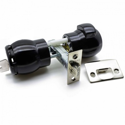 Κλειδαριά πόμολου για Ξύλινη Πόρτα Εισόδου και Γραφείου με Κλειδί έξω - Μπουτόν μέσα Meroni Nova N14 NE Μαύρη