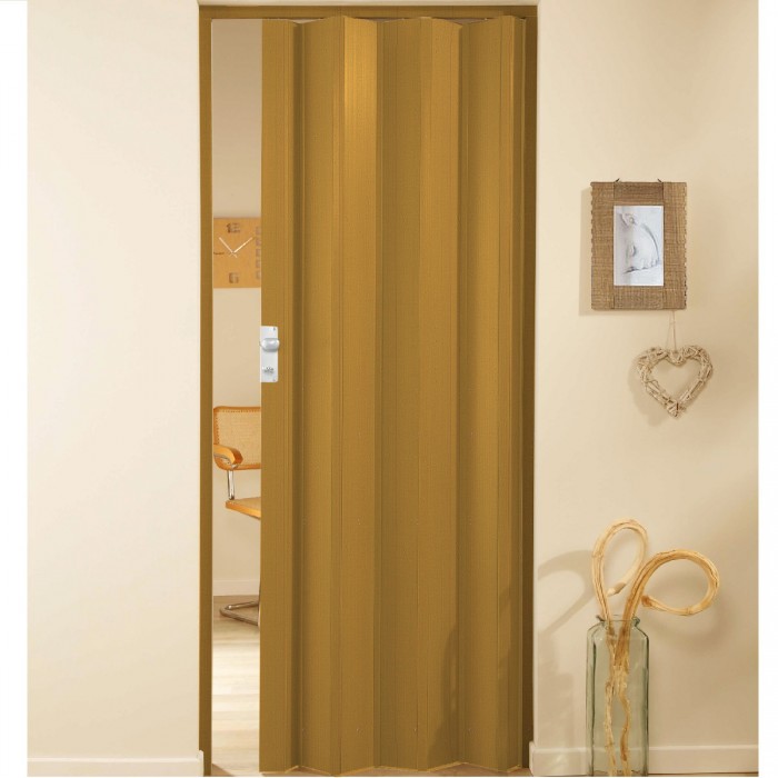 Μονόφυλλη πτυσσόμενη πόρτα πλαστική Zitaflex Μονόχρωμη Δρύς Σκούρο 24A χωρίς τζαμάκι