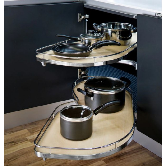 Μηχανισμός κουζίνας για τυφλό ντουλάπι φασόλι Kessebohmer Lemans II  για Πόρτα 60εκ Αριστερό άνοιγμα με Φρένο σε Χρώμα Ανθρακί