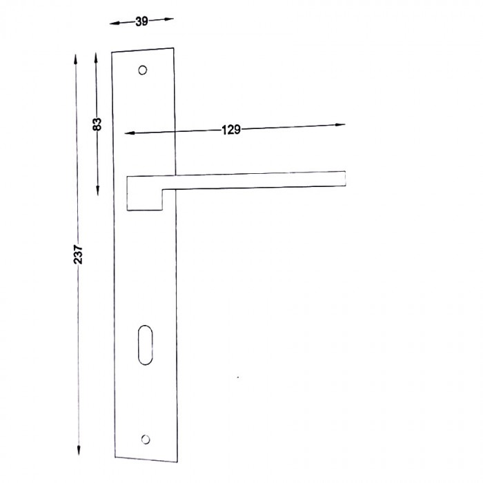 Πόμολο πόρτας χειρολαβή με πλάκα 243 Ματ Μαύρο