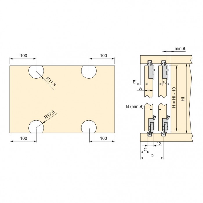 Μηχανισμός για μικρά συρόμενα πορτάκια Ready Emuca