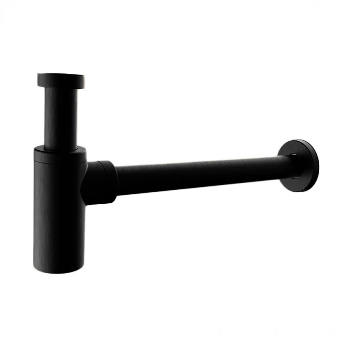 Μεταλλικό σιφώνι νιπτήρα στρογγυλό σε Μαύρο ματ χρώμα interflex 127019