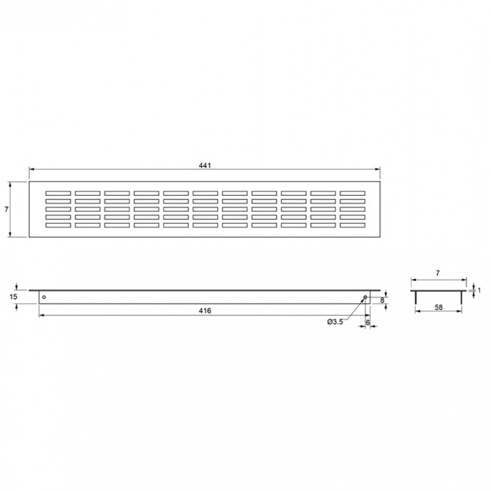 Κάλυμμα Γρίλιας Αερισμού 7x44cm Μαύρο Ματ