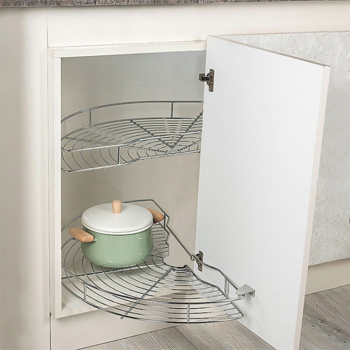 Γωνιακό καλάθι FGV Περιστρεφόμενο ολικής εξαγωγής  1/2 κάτω πάγκου κουζίνας Φ 75 inox