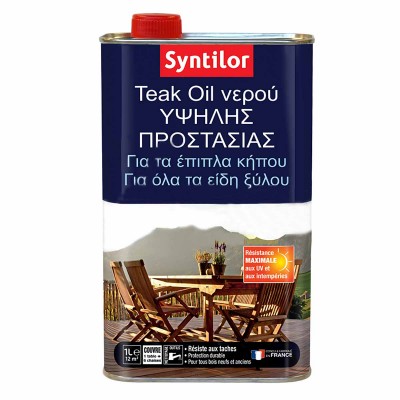 Teak Oil Νερού Ματ Σε χρώμα TEAK για έπιπλά και είδη κήπου SYNTILOR – HUILE ULTRA PROTECT TEAK OIL 1L