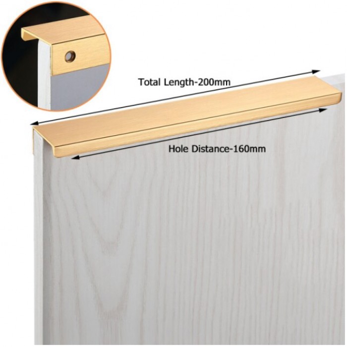 Λαβή επίπλου Χωνευτή από κράμα αλουμινίου Σειρά 05 σε  Χρυσό Ματ 200mm