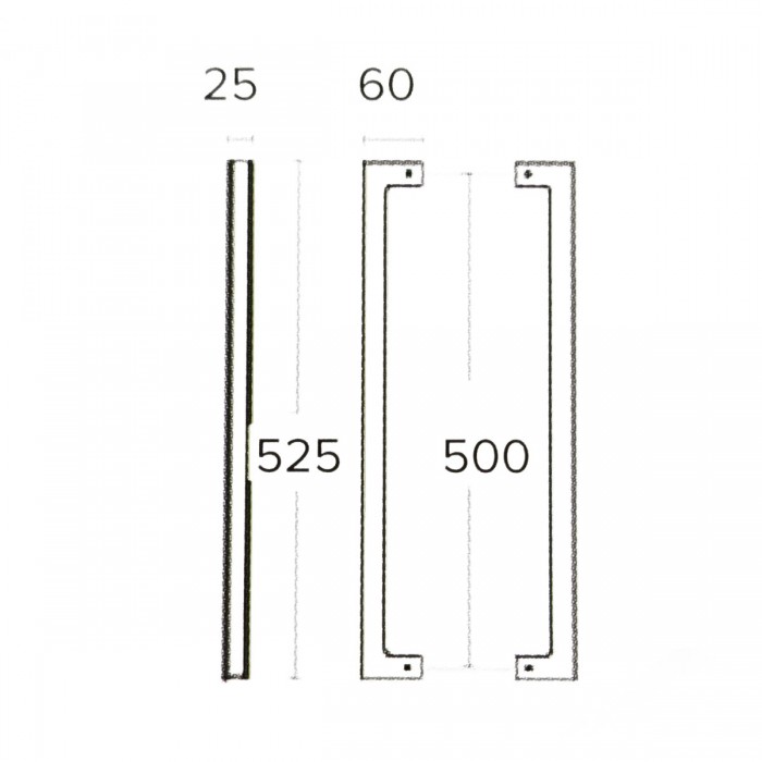 Λαβές εξώπορτας (2 Τεμάχια) Convex σειρά 1311 σε Χρώμιο - Ματ Μαύρο 500mm
