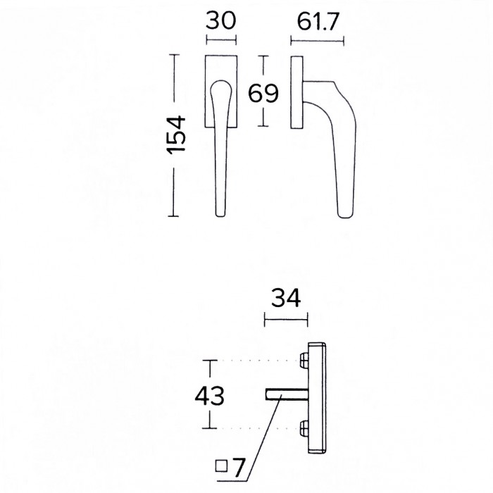 Γρυλόχερο Κουφώματος Convex 1505 σε Ματ Χρώμιο