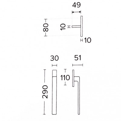 Λαβή Ανασυρώμενου Κουφώματος Convex 1555SW σε Ματ Μαύρο