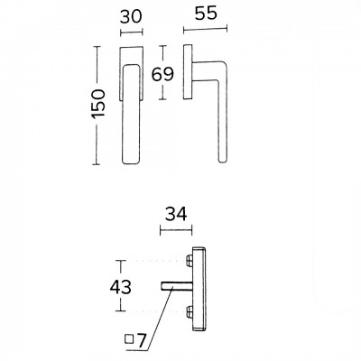 Λαβή Ανασυρώμενου Κουφώματος Convex 1605 σε Ματ Μαύρο