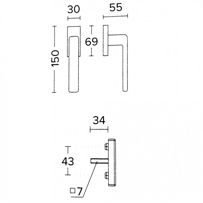 Λαβή Ανασυρώμενου Κουφώματος Convex 1605 σε Ματ Μαύρο