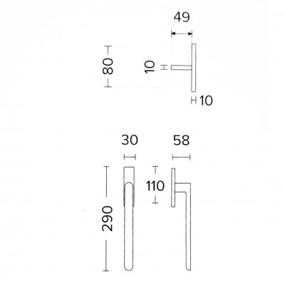 Λαβή Ανασυρώμενου Κουφώματος Convex 2005sw σε Ματ Μαύρο