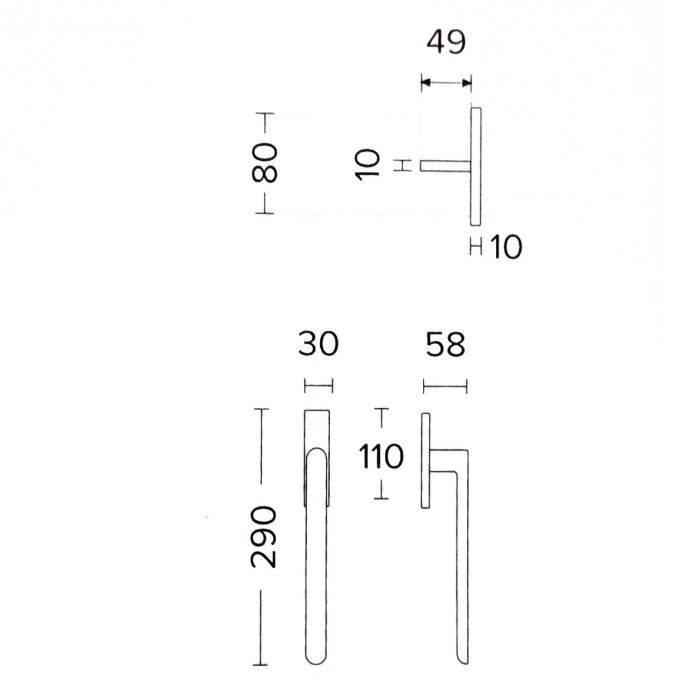 Λαβή Ανασυρώμενου Κουφώματος Convex 2005sw σε Ματ Μαύρο