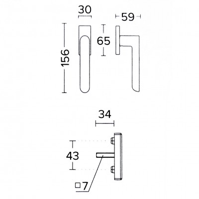 Λαβή Ανασυρώμενου Κουφώματος Convex 2005 σε Ματ Μαύρο