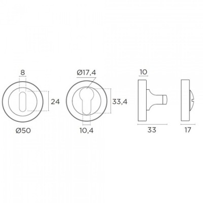 Ροζέτα Convex Εξώπορτας 245 σε Ματ Νίκελ-Χρώμιο