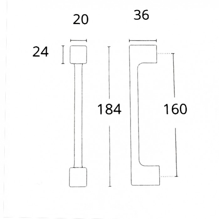 Λαβή συρόμενης πόρτας Convex 1177 Ολικό Μήκος 184mm σε Ματ Μαύρο