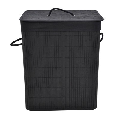 Καλάθι απλύτων Μπαμπού σε Μαύρο χρώμα με Ύφασμα 819331