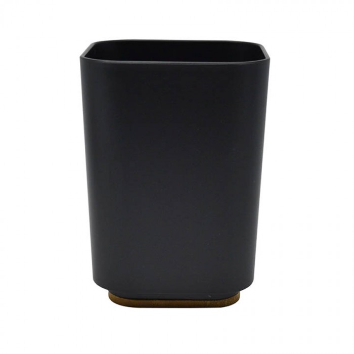 Ποτηράκι Πλαστικό Μαύρο με Ξύλο Μπαμπού 7.9x7.9x11.1cm ANKOR