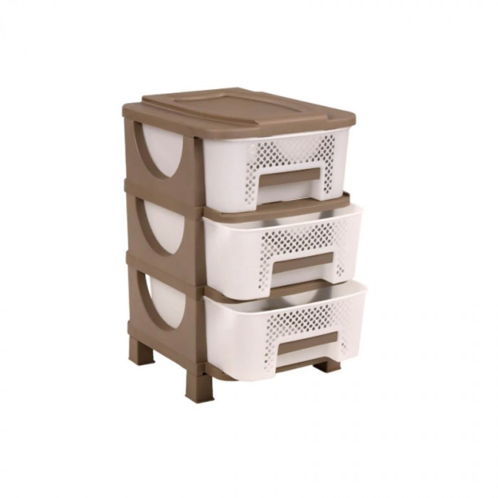 Πλαστική συρταριέρα Βέστα Homeplast με 3 διάτρητα συρτάρια 0,60 Υ x 0,42 Π x 0,38 Β Μπεζ