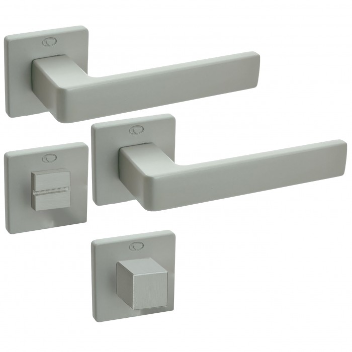 Πόμολα Πόρτας (Μονό ή Ζεύγος) Χειρολαβή με Ροζέτα Convex 2295S Ματ Νίκελ S05S05