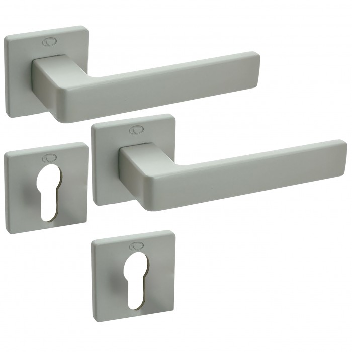 Πόμολα Πόρτας (Μονό ή Ζεύγος) Χειρολαβή με Ροζέτα Convex 2295S Ματ Νίκελ S05S05