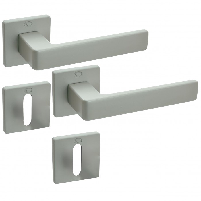 Πόμολα Πόρτας (Μονό ή Ζεύγος) Χειρολαβή με Ροζέτα Convex 2295S Ματ Νίκελ S05S05