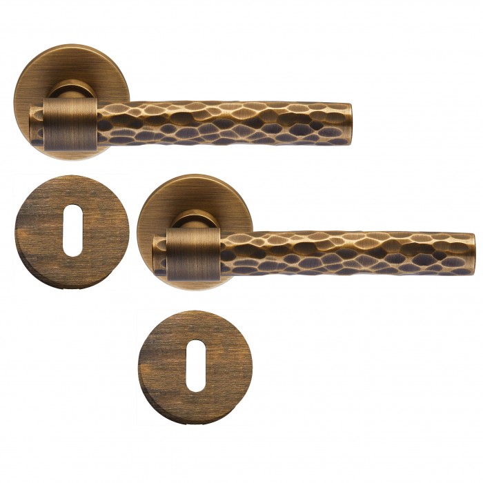 Πόμολα Πόρτας (Μονό ή Ζεύγος) Χειρολαβή με Ροζέτα Bespoke ILAVIO 2761 Brass Material BRONZE 04