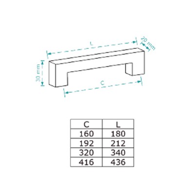 Λαβή επίπλου Cebi 2827/320 Χρώμιο (γυαλιστερό)