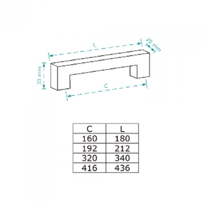Λαβή επίπλου Cebi 2827/320 Χρώμιο (γυαλιστερό)