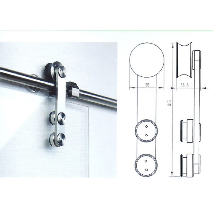 Μηχανισμός Γυάλινης Συρόμενης πόρτας με φρένο HX - 08