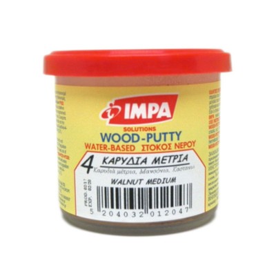 Ξυλόστοκος Νερού Νο4 Χρώμα Καρυδιά Μέτρια για διόρθωση ελλατωματικών σημείων του ξύλου 200gr- Impa