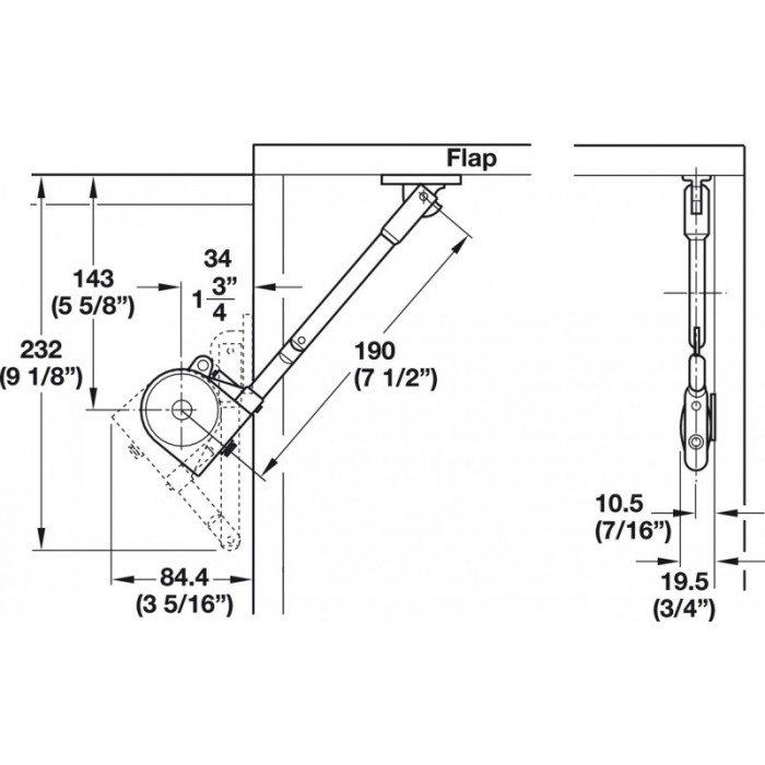 Κουμπάσο σπαστό SDS C301N Μαύρο για ξύλινη πόρτα ανοιγόμενη προς τα πάνω