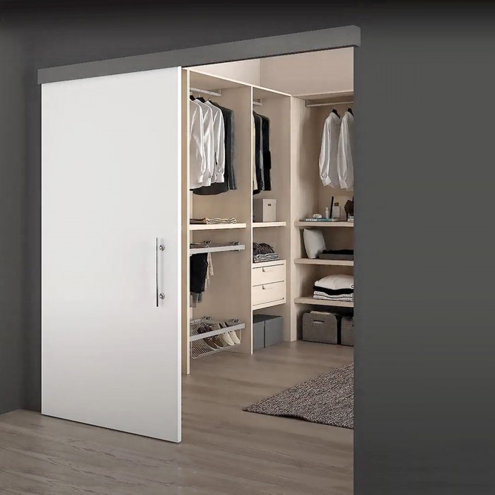 Μηχανισμός Ξύλινης Συρόμενης πόρτας για πόρτα έως 1m πλάτος με φρένο και Διακοσμητικό Καπάκι Emuca Railway