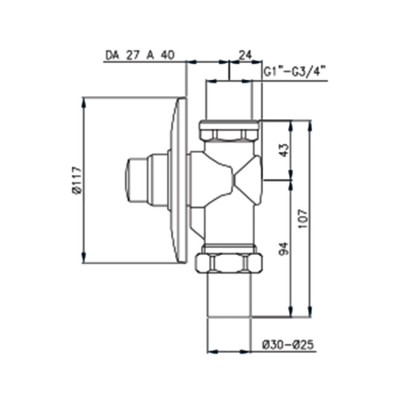 Φλουσόμετρο λεκάνης εντοιχισμού 3/4" Interflex Ορειχάλκινο MCM Ιταλίας 075111