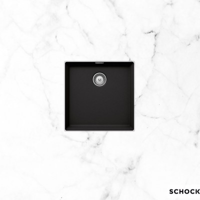 Νεροχύτης Υποκαθήμενος Manhattan Cristalite 45.6x45.6 με 1 Γούρνα Για Ερμάριο 45 cm Schock 30050U-1401 Nero