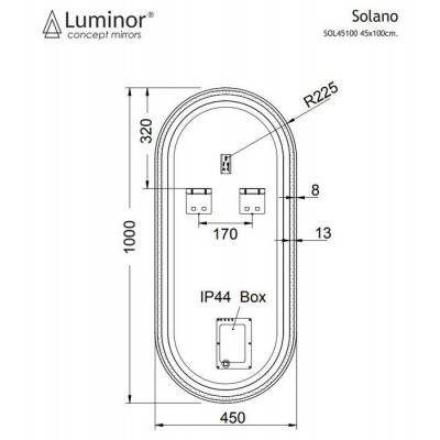 Καθρέφτης Μπάνιου Φωτιζόμενος  Solano 45x100 Luminor SOL45100