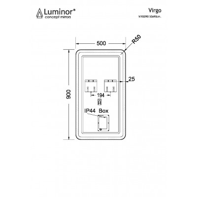 Καθρέφτης Μπάνιου Φωτιζόμενος  Virgo 50x90 Luminor VIR5090