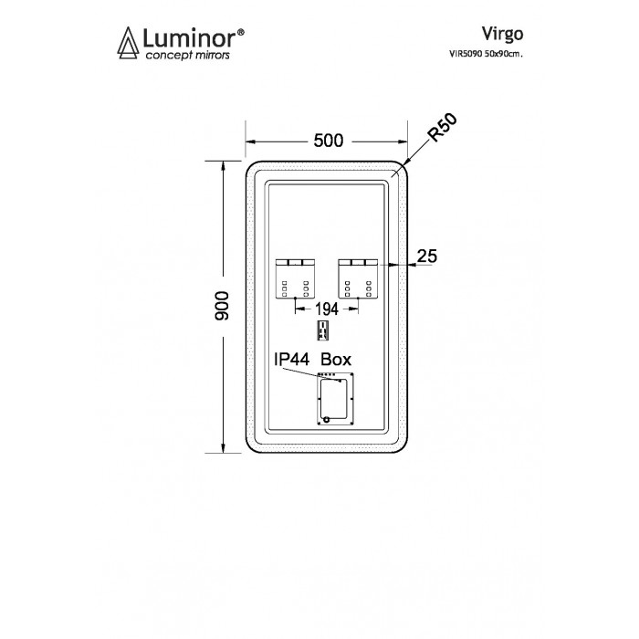 Καθρέφτης Μπάνιου Φωτιζόμενος  Virgo 50x90 Luminor VIR5090