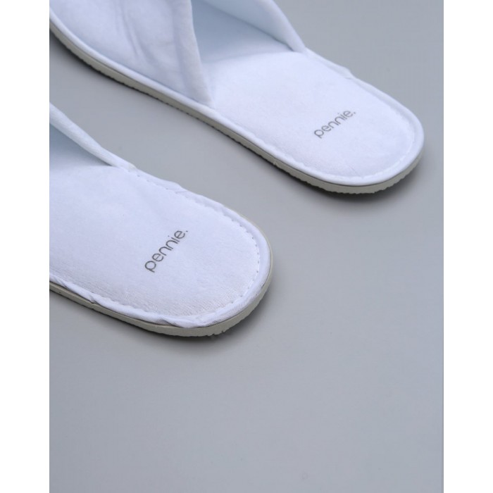 Κλειστές Λευκές Βελουτέ Παντόφλες με Κορδόνι Lana Small Άσπρο