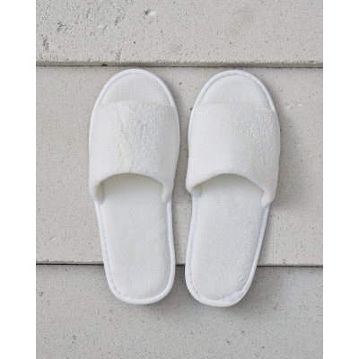 Ανοιχτές Βελουτέ Παντόφλες με Σκληρό Αντιολισθητικό Πάτο σε Πουγκί Zane2 One Size Άσπρο