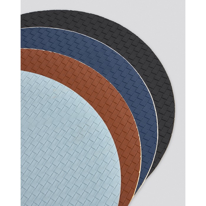 Δίχρωμο Στρογγυλό Πλεκτό Σουπλά από Δερματίνη Lorum Des.3 One Size (38cm) Σιέλ