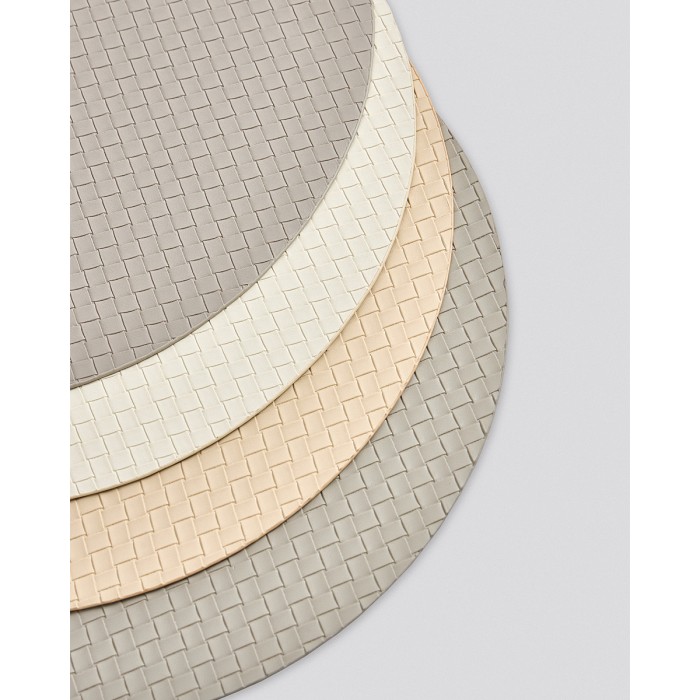 Δίχρωμο Στρογγυλό Πλεκτό Σουπλά από Δερματίνη Lorum Des.3 One Size (38cm) Σιέλ