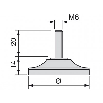 Πόδι μεταλλικό  ρυθμιζόμενο για έπιπλα M6 Στρογγυλό Ø35x14 σε ματ χρώμιο Emuca 3080925 