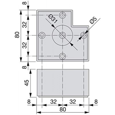 Πόδι Πλαστικό για έπιπλα Alumix7 Emuca ύψος 45 mm σε βαμμένο αλουμίνιο Emuca 3118725
