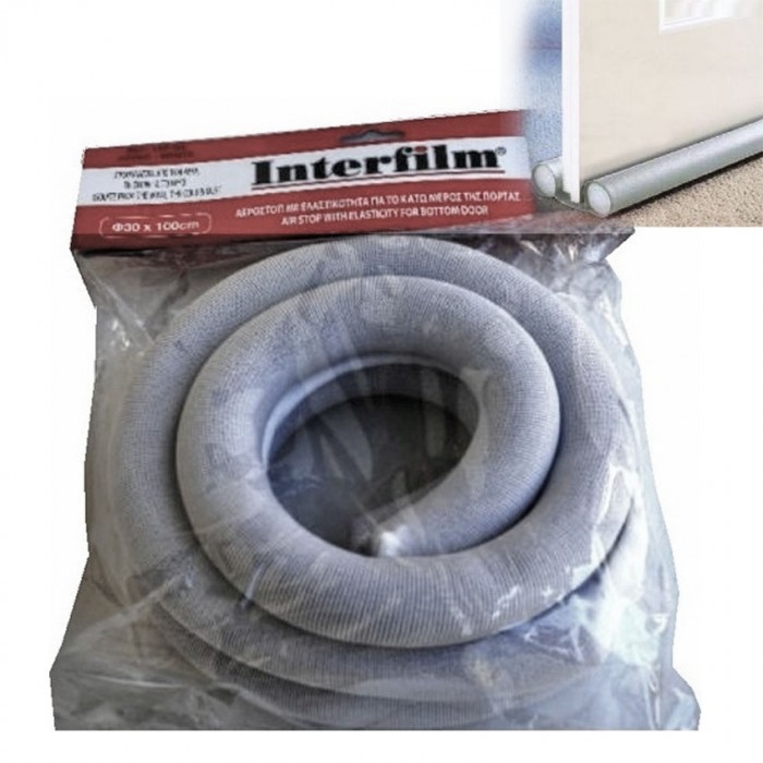 Αεροστόπ / Αεροφράκτης πόρτας Περαστός Διπλός Γκρί Φ30 x 100cm Interfilm 157-04