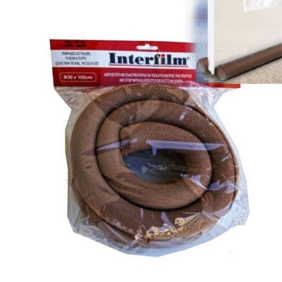 Αεροστόπ / Αεροφράκτης πόρτας Περαστός Διπλός Καφέ Φ30 x 100cm Interfilm 157-00