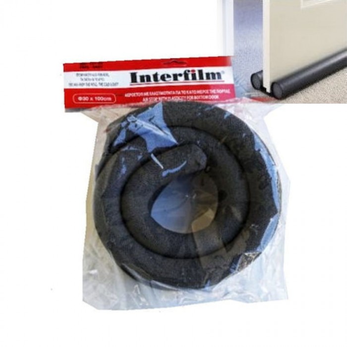 Αεροστόπ / Αεροφράκτης πόρτας Περαστός Διπλός Μαύρος Φ30 x 100cm Interfilm 157-02