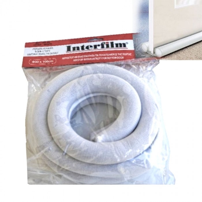 Αεροστόπ / Αεροφράκτης πόρτας Περαστός Διπλός Λευκός Φ30 x 100cm Interfilm 157-01